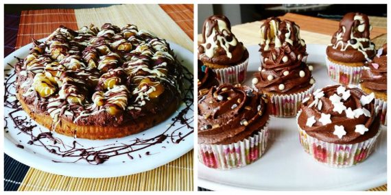 Choco banana cakes με frosting σοκολάτας και καραμελωμένες μπανάνες!