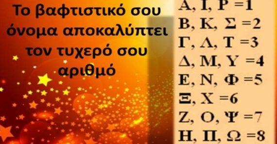 Βρες τον τυχερό σου αριθμό με το βαφτιστικό σου όνομα!