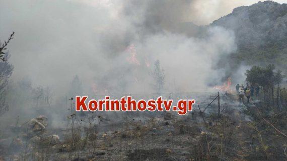 Μεγάλη φωτιά στην Κορινθία: Εκκενώνονται οικισμοί