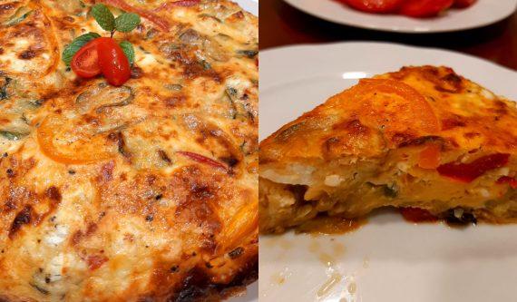 Frittata με_ κολοκυθάκια_ φέτα_ και πιπεριές_