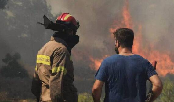 Φωτιά  Δερβονοχώρια: Προς τη Μαγούλα το μέτωπο – Ισχυροί άνεμοι στην περιοχή