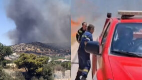 Μεγάλη φωτιά στη Βάρης Κορωπίου: Αναφορές για καμένα σπίτια – Ξεκίνησαν οι εκκενώσεις