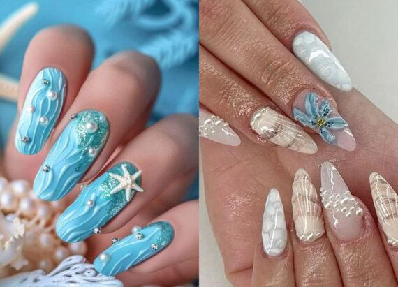 Seashell nails: Νύχια με στοιχεία από τον βυθό της θάλασσας για το πιο καλοκαιρινό μανικιούρ