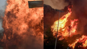 Φωτιά Αττική: Εικόνες αποκάλυψης- Σπίτια έχουν τυλιχτεί στις φλόγες – Απόκοσμος μαύρος καπνός (βίντεο)