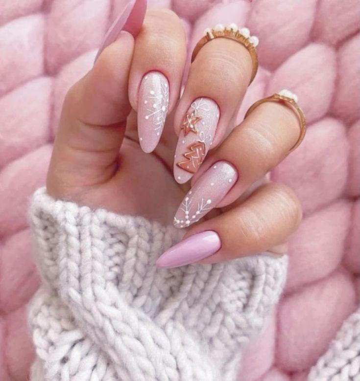 candy σχέδια-χριστουγεννιάτικα νύχια-TikTok nails-trends-Χριστούγεννα 2024-ιδέες-