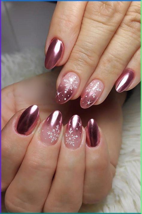 metallic nails-χριστουγεννιάτικα νύχια-TikTok nails-trends-Χριστούγεννα 2024-ιδέες-