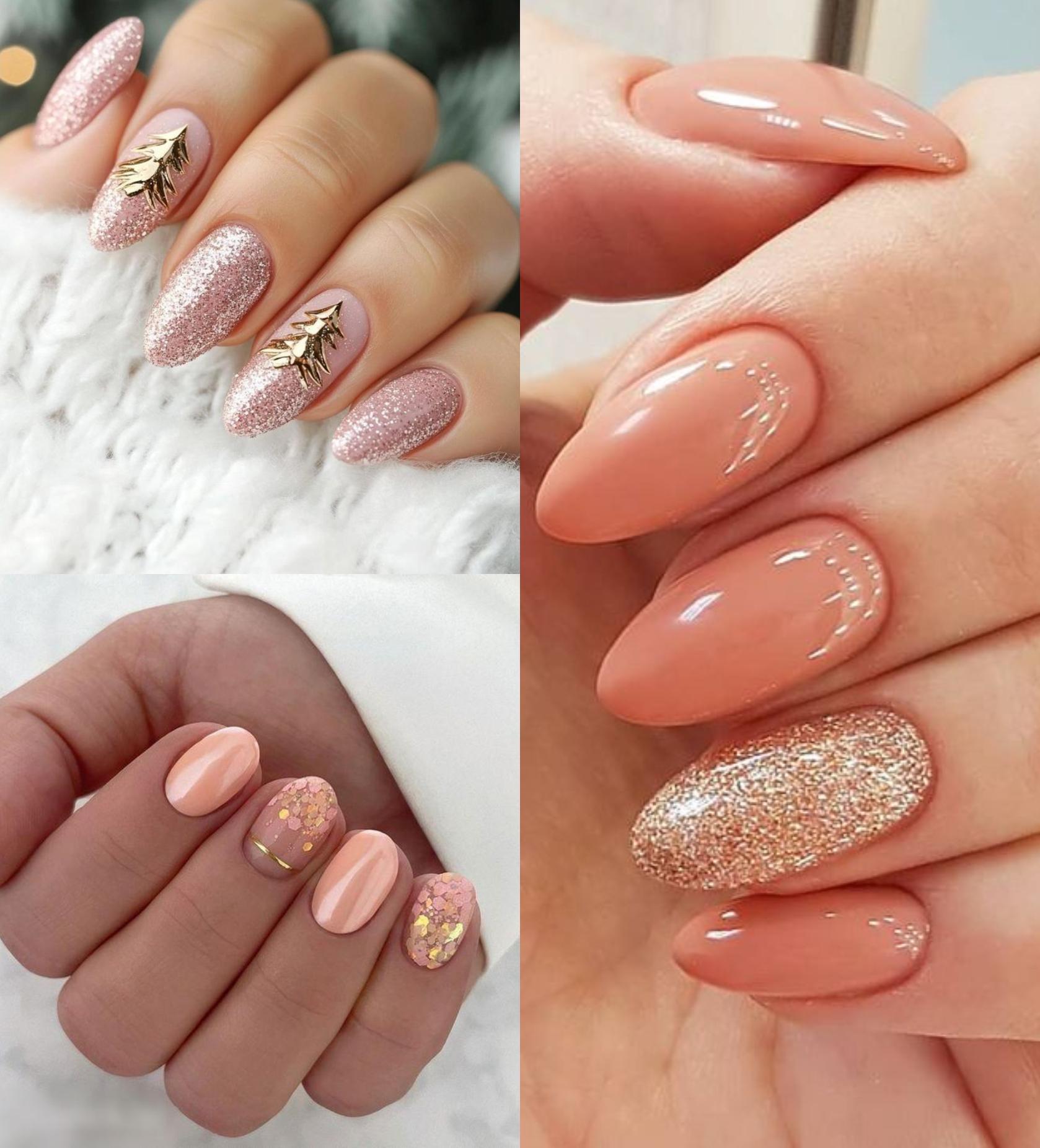 Peach Fuzz Christmas nails: Iδέες για Γιορτινά νύχια με το πιο trendy χρώμα της σεζόν