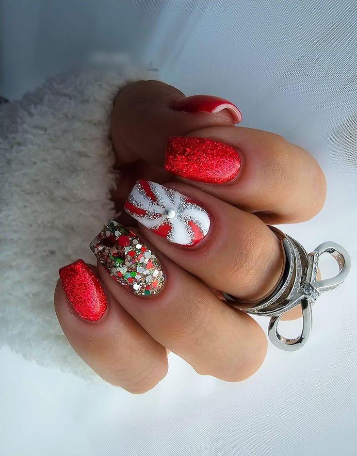 candy nails-σε-κόκκινο-για-τον-Δεκέμβριο-ιδέες-