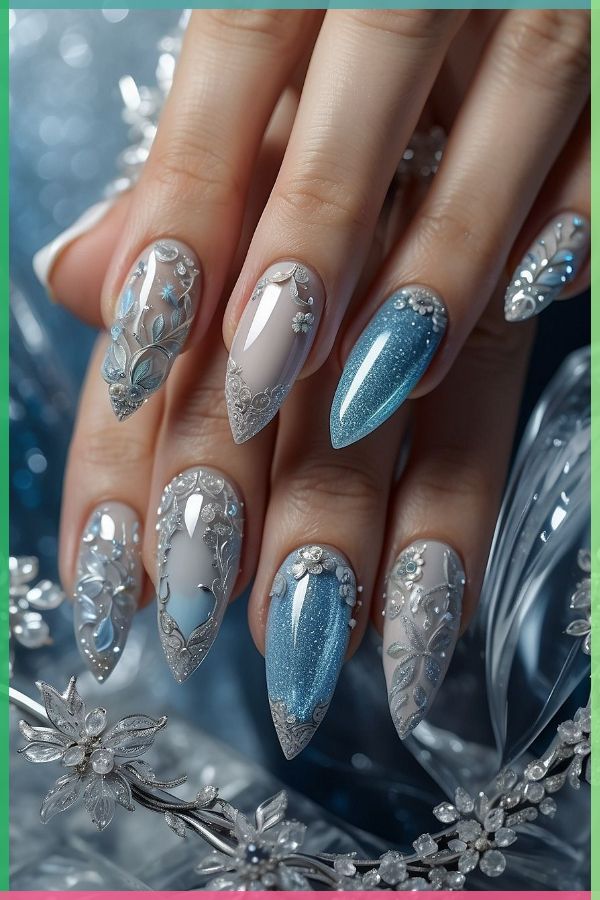 Frosty Blue Christmas nails : Το χρώμα που θα επικρατήσει στα νύχια σου στις Φετινές γιορτές