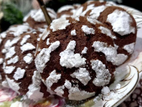 Chocolate-Christmas Crinkle-Cookies-συνταγή-