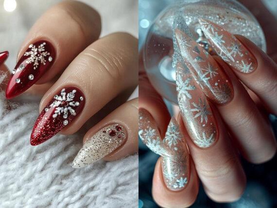 ιδέες-για-glitter nails-τα-Χριστούγεννα-Πρωτοχρονιά 2024-